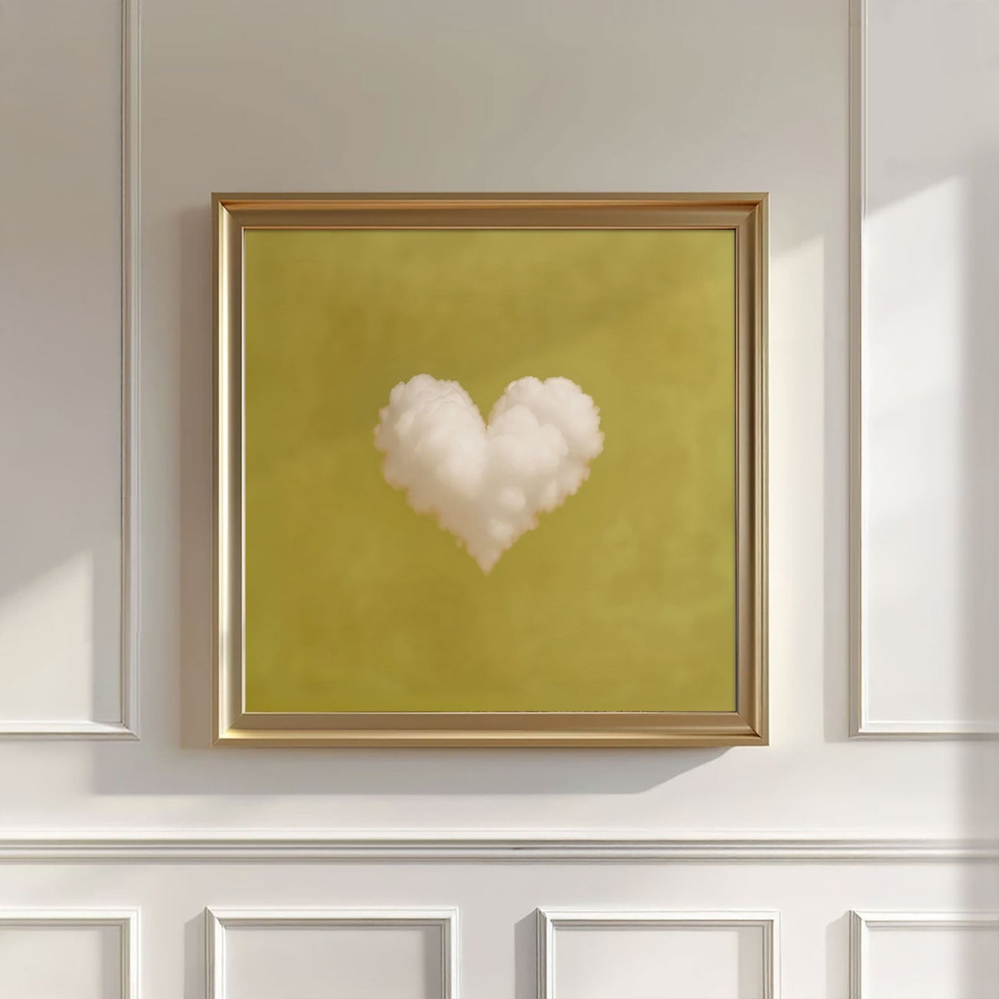 Heart Cloud · Mustard Yellow, Square, Wall Art