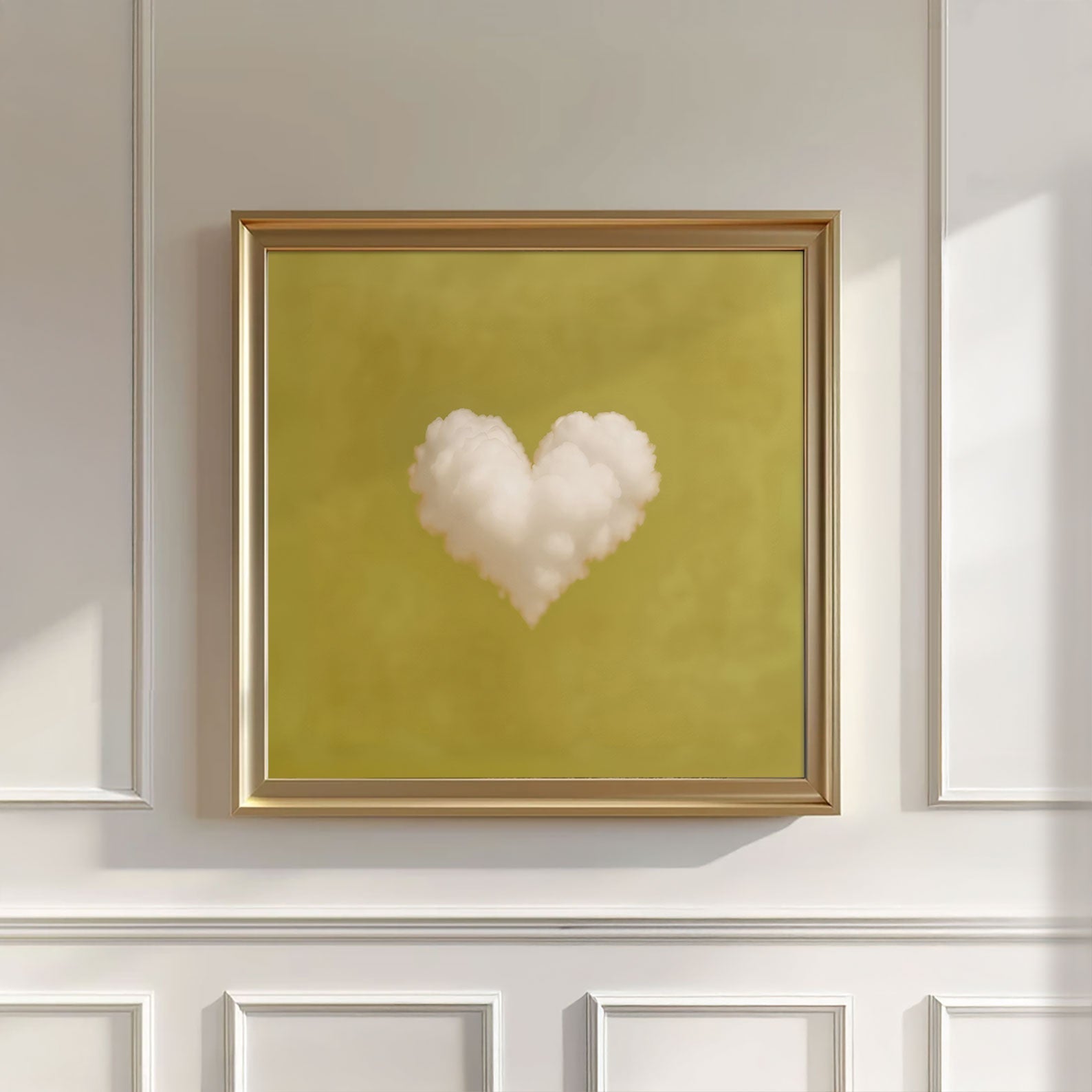 Heart Cloud · Mustard Yellow, Square, Wall Art