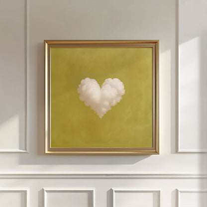 Heart Cloud · Mustard Yellow, Square, Wall Art