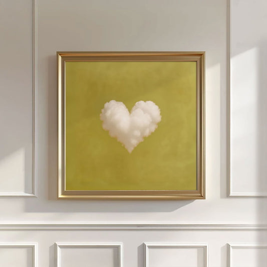 Heart Cloud · Mustard Yellow, Square, Wall Art