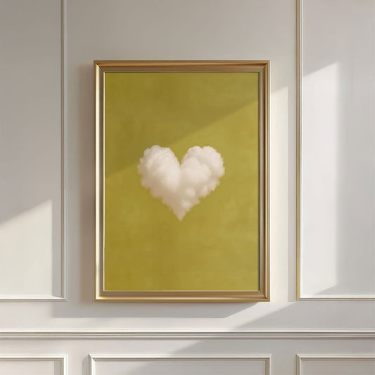 Heart Cloud · Mustard Yellow, Vertical, Wall Art
