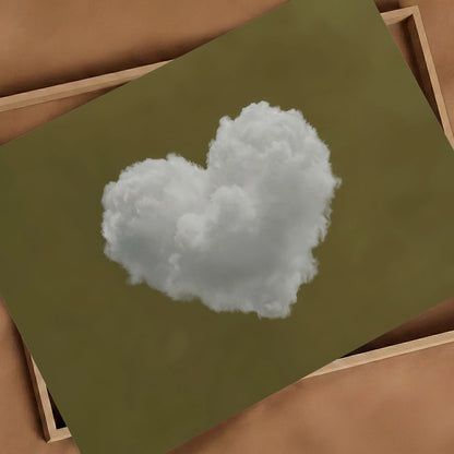 Heart Cloud · Olive Green, Horizontal, Art Print