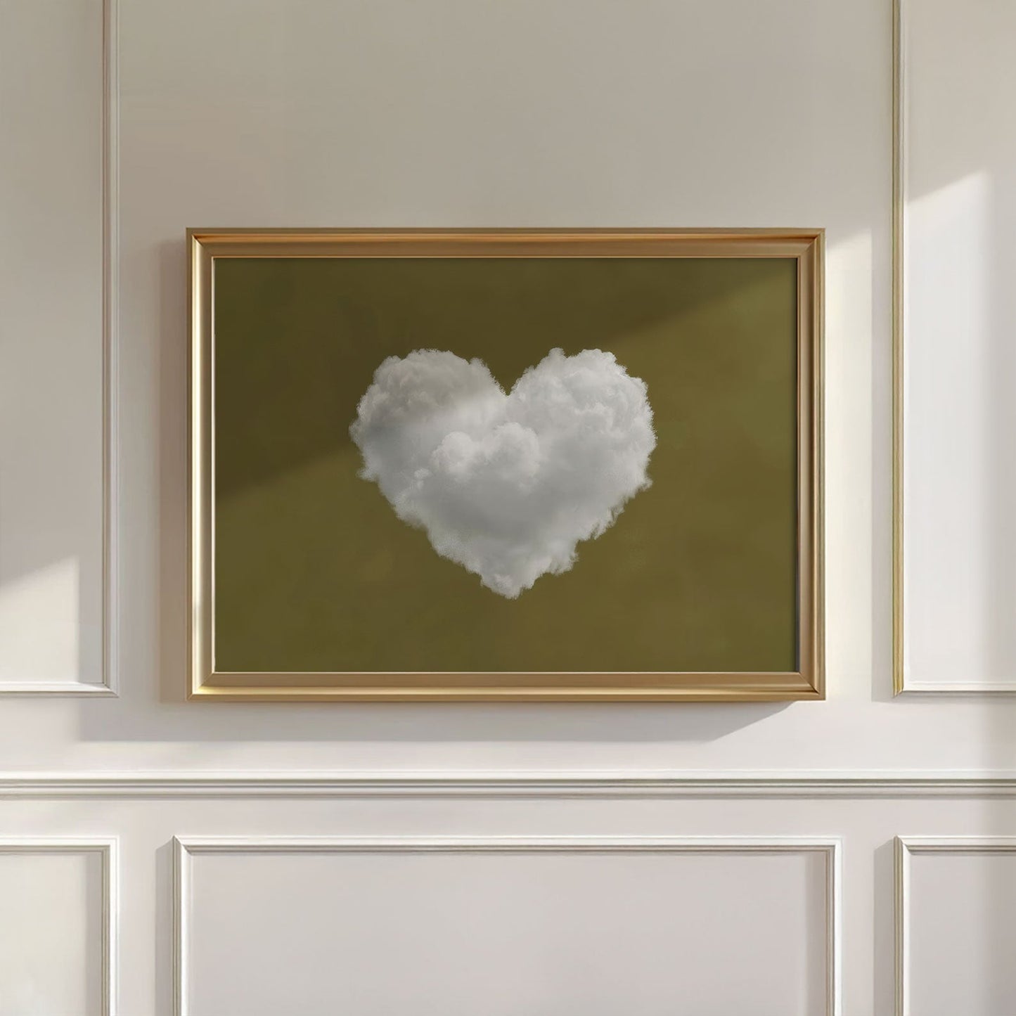 Heart Cloud · Olive Green, Horizontal, Wall Art