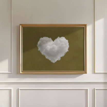 Heart Cloud · Olive Green, Horizontal, Wall Art