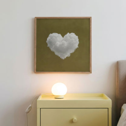 Heart Cloud · Olive Green, Square, Framed Art