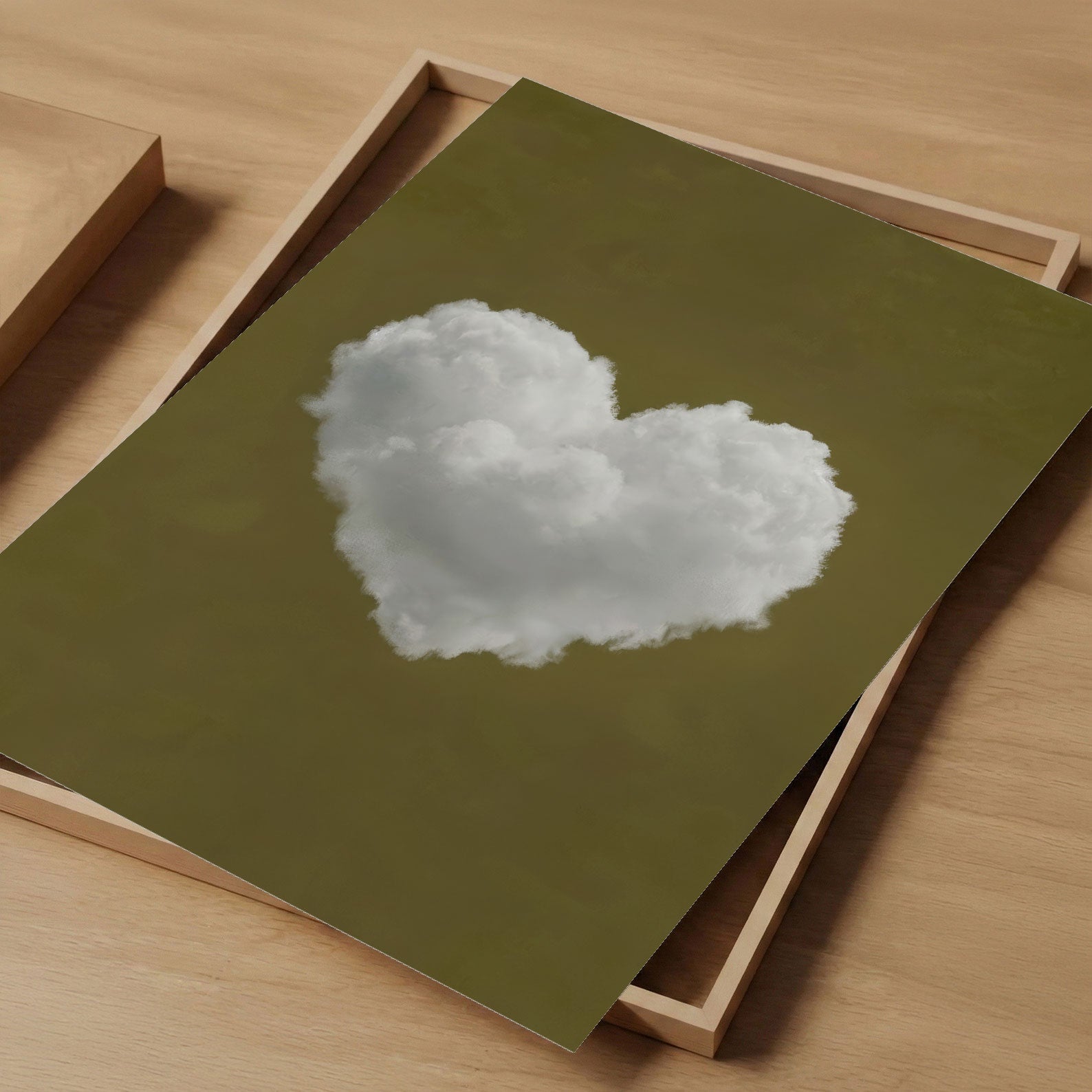 Heart Cloud · Olive Green, Vertical, Art Print