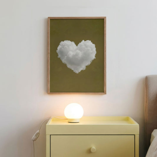 Heart Cloud · Olive Green, Vertical, Framed Art