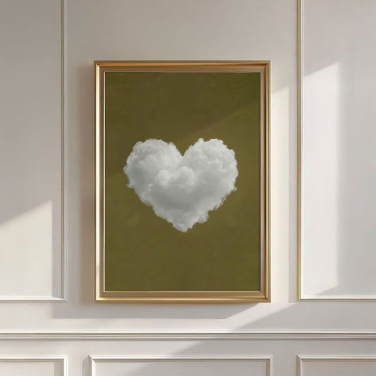 Heart Cloud · Olive Green, Vertical, Wall Art