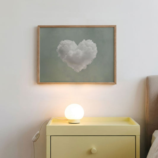 Heart Cloud · Sage Green, Horizontal, Framed Art