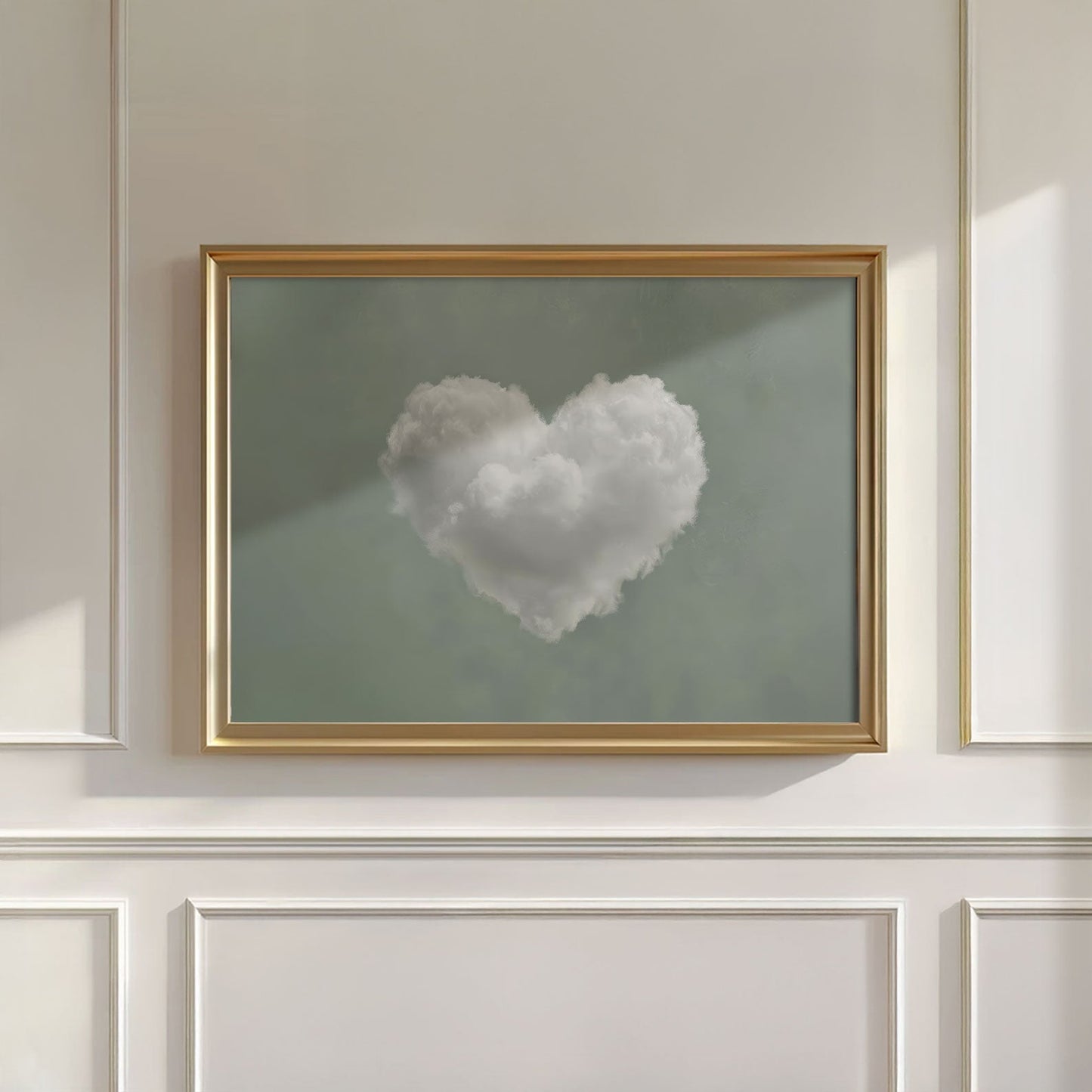 Heart Cloud · Sage Green, Horizontal, Wall Art