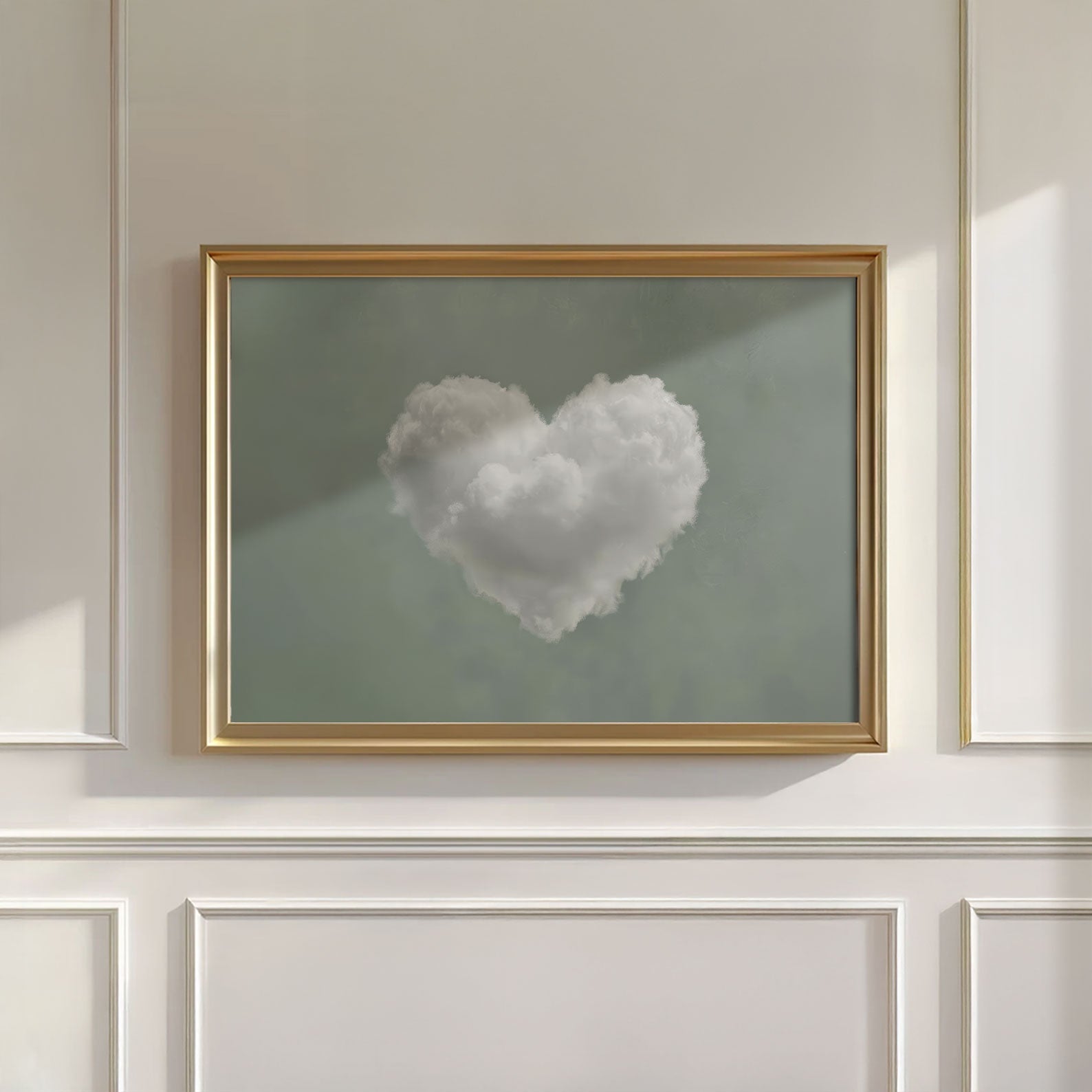Heart Cloud · Sage Green, Horizontal, Wall Art