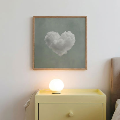 Heart Cloud · Sage Green, Square, Framed Art