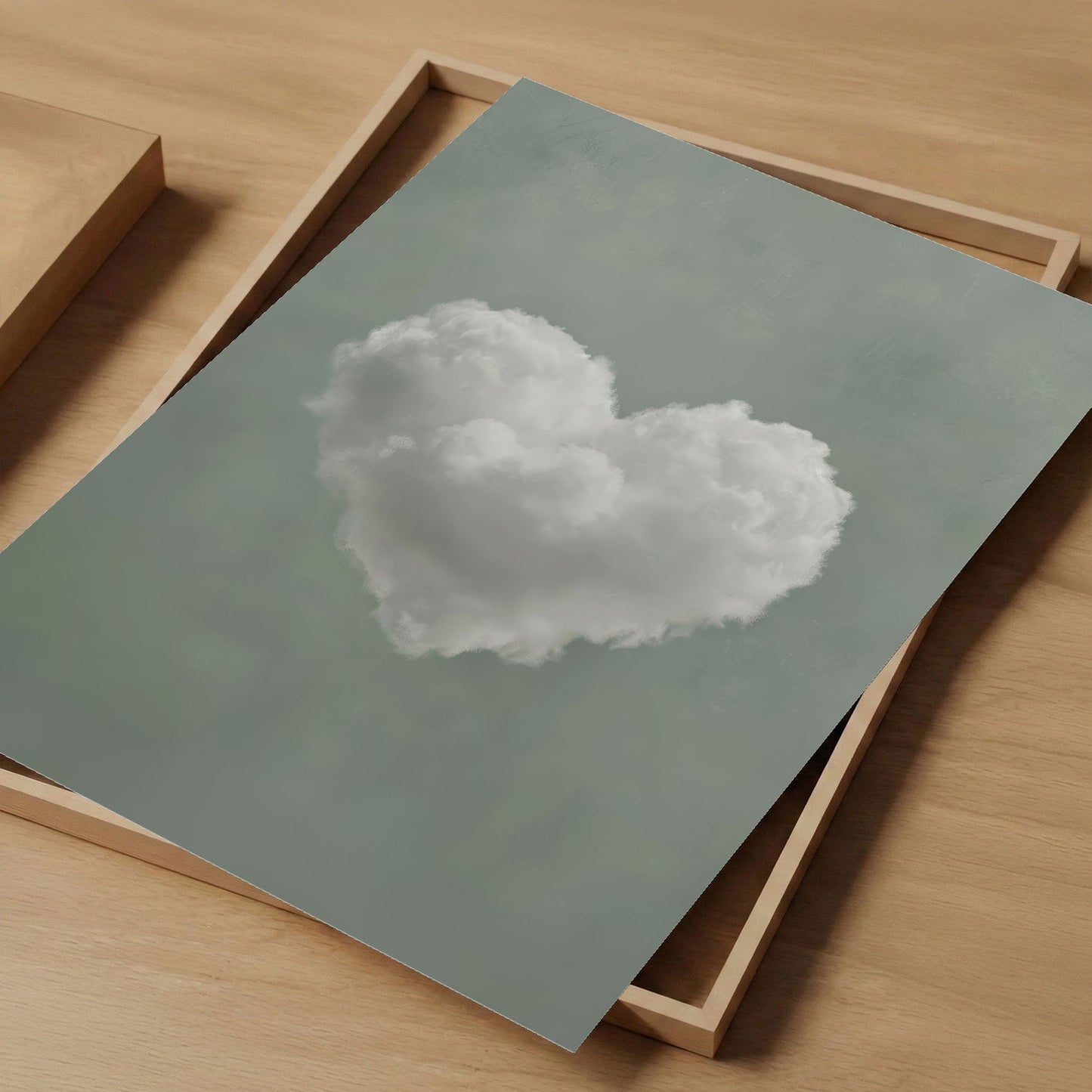 Heart Cloud · Sage Green, Vertical, Art Print