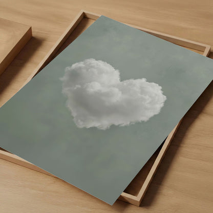 Heart Cloud · Sage Green, Vertical, Art Print