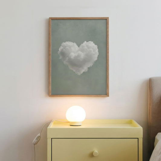 Heart Cloud · Sage Green, Vertical, Framed Art