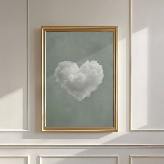 Heart Cloud · Sage Green, Vertical, Wall Art