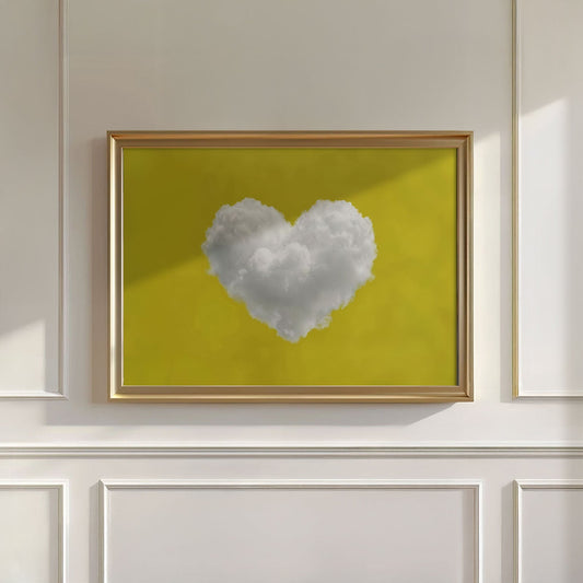 Heart Cloud · Yellow, Horizontal, Wall Art