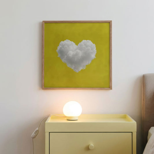 Heart Cloud · Yellow, Square, Framed Art