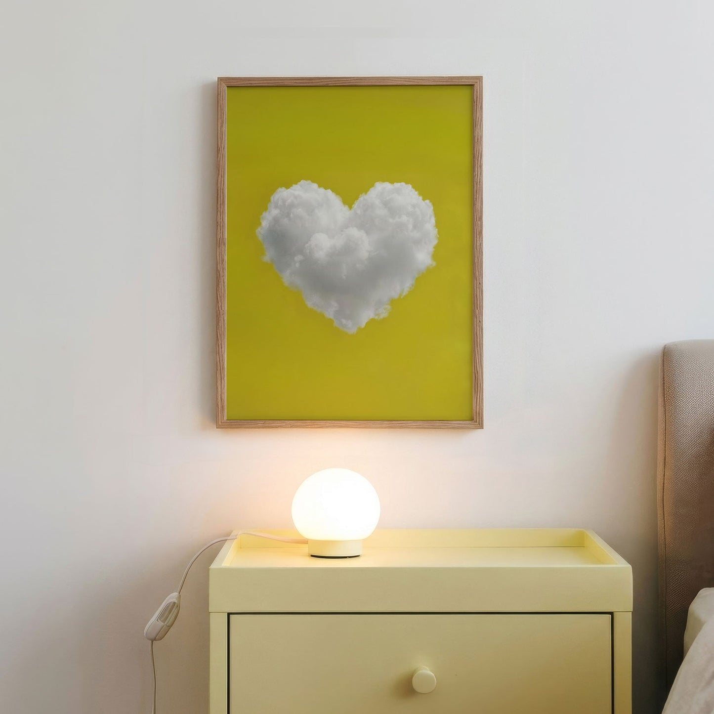 Heart Cloud · Yellow, Vertical, Framed Art