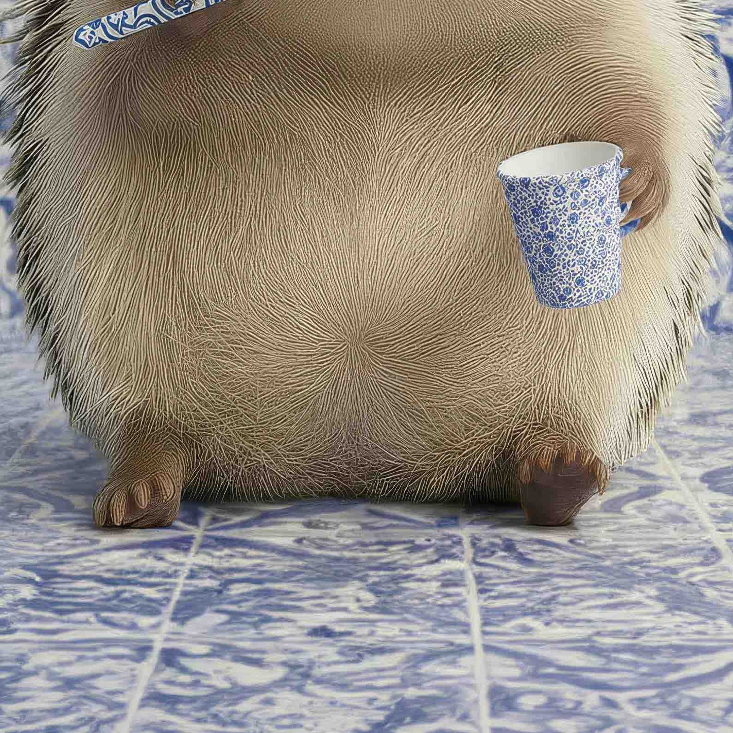 High Resolution Art Texture Of Hedgehog Morning Routine
