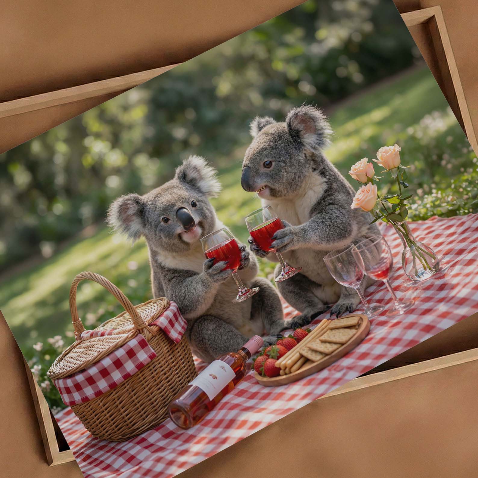 Koala Picnic Toast, Horizontal, Art Print