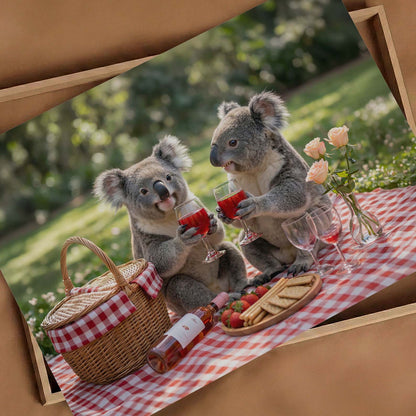 Koala Picnic Toast, Horizontal, Art Print
