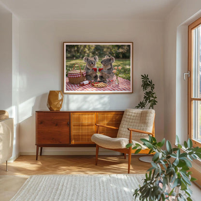 Koala Picnic Toast, Horizontal, Framed Art