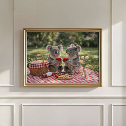 Koala Picnic Toast, Horizontal, Wall Art