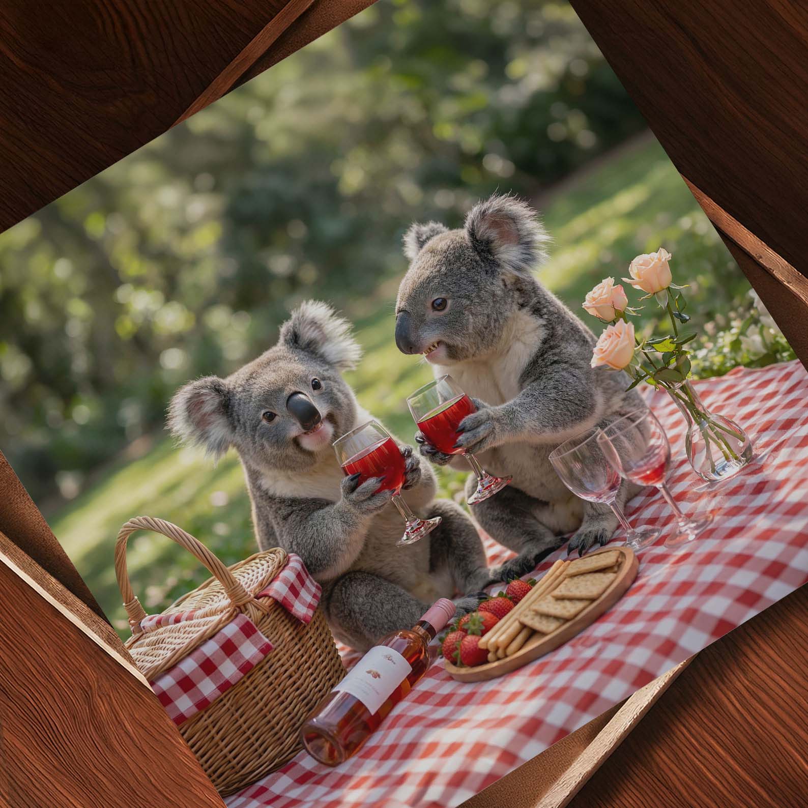 Koala Picnic Toast, Square, Art Print