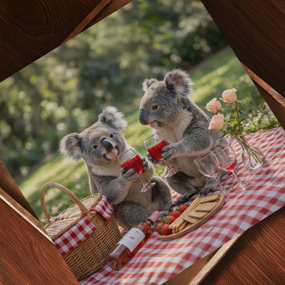 Koala Picnic Toast, Square, Art Print