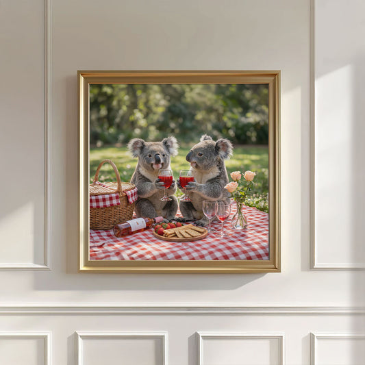 Koala Picnic Toast, Square, Wall Art