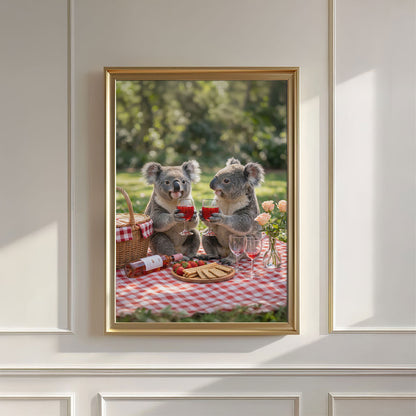 Koala Picnic Toast, Vertical, Wall Art