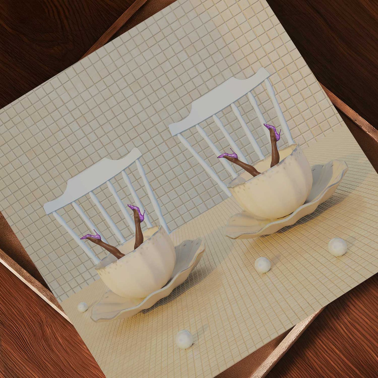 Latte Duet, Square, Art Print