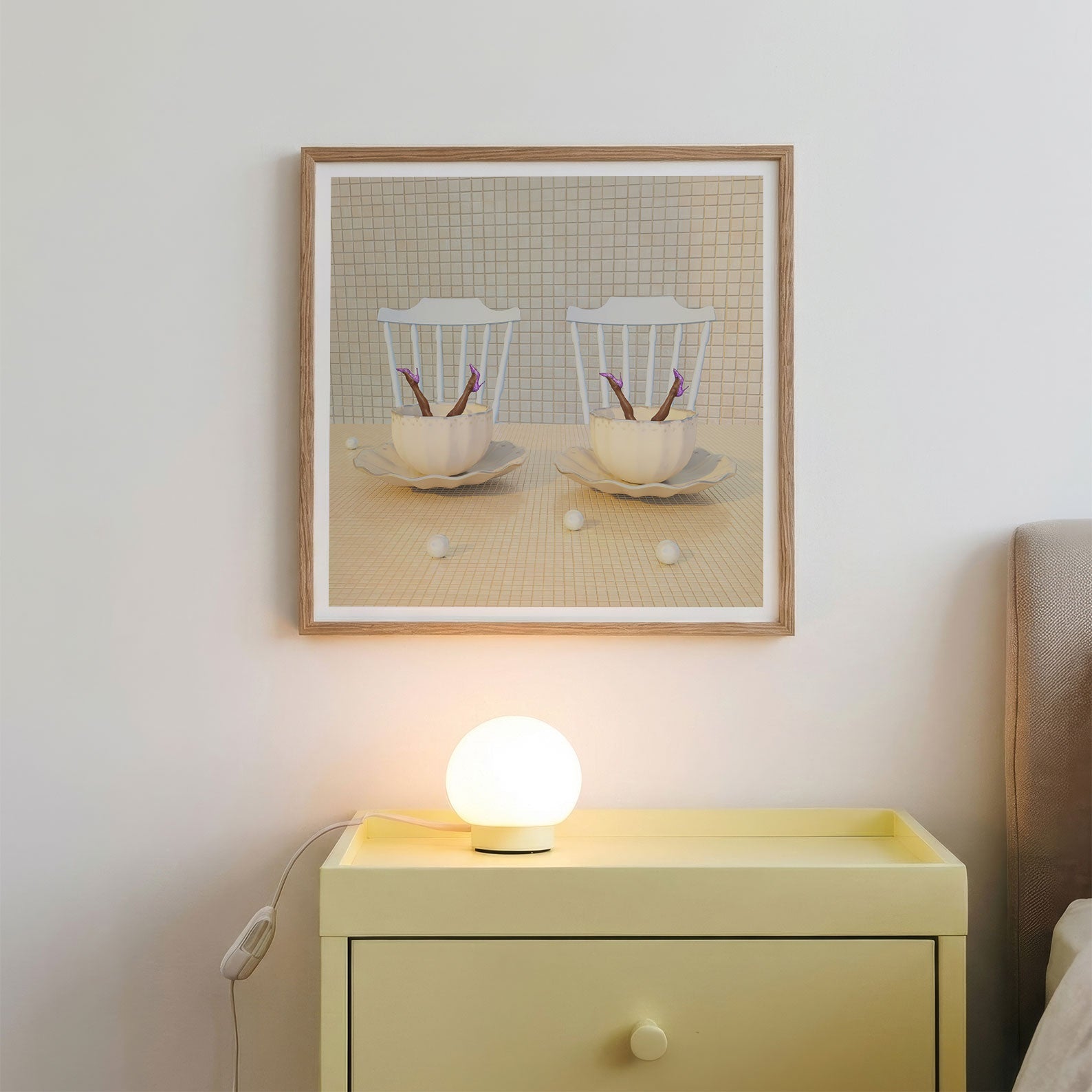 Latte Duet, Square, Framed Art