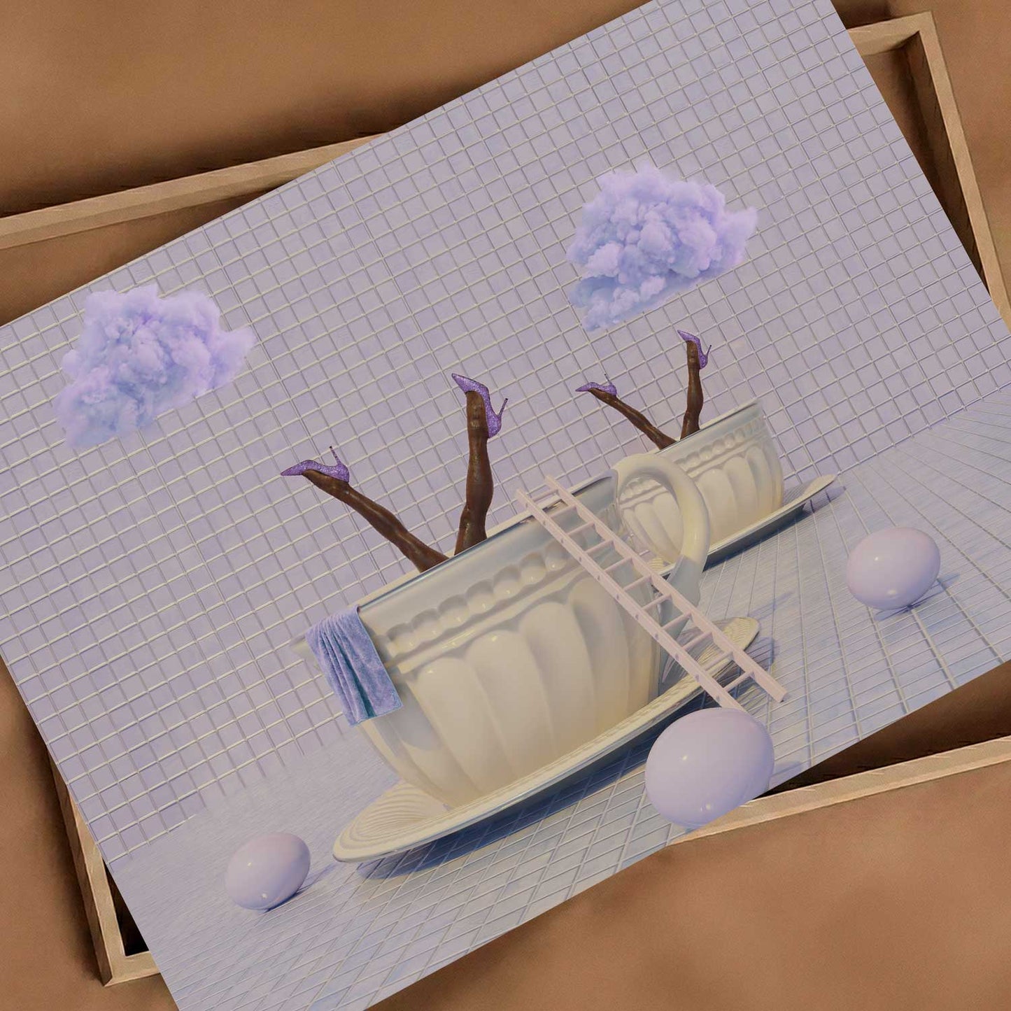 Lavender Tea Time, Horizontal, Art Print