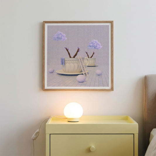 Lavender Tea Time, Square, Framed Art
