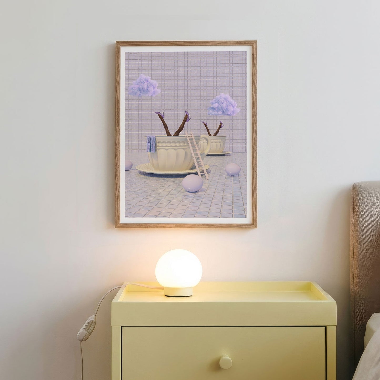 Lavender Tea Time, Vertical, Framed Art