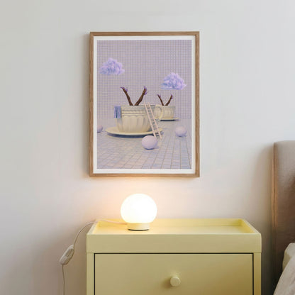 Lavender Tea Time, Vertical, Framed Art