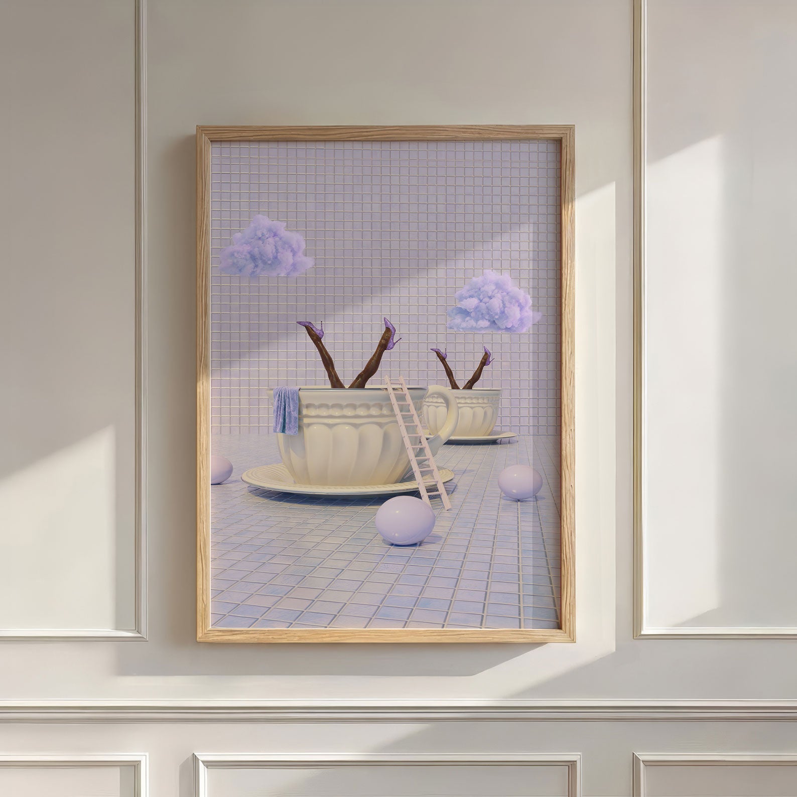 Lavender Tea Time, Vertical, Wall Art