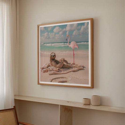 Lazy Beach Day, Square, Framed Art
