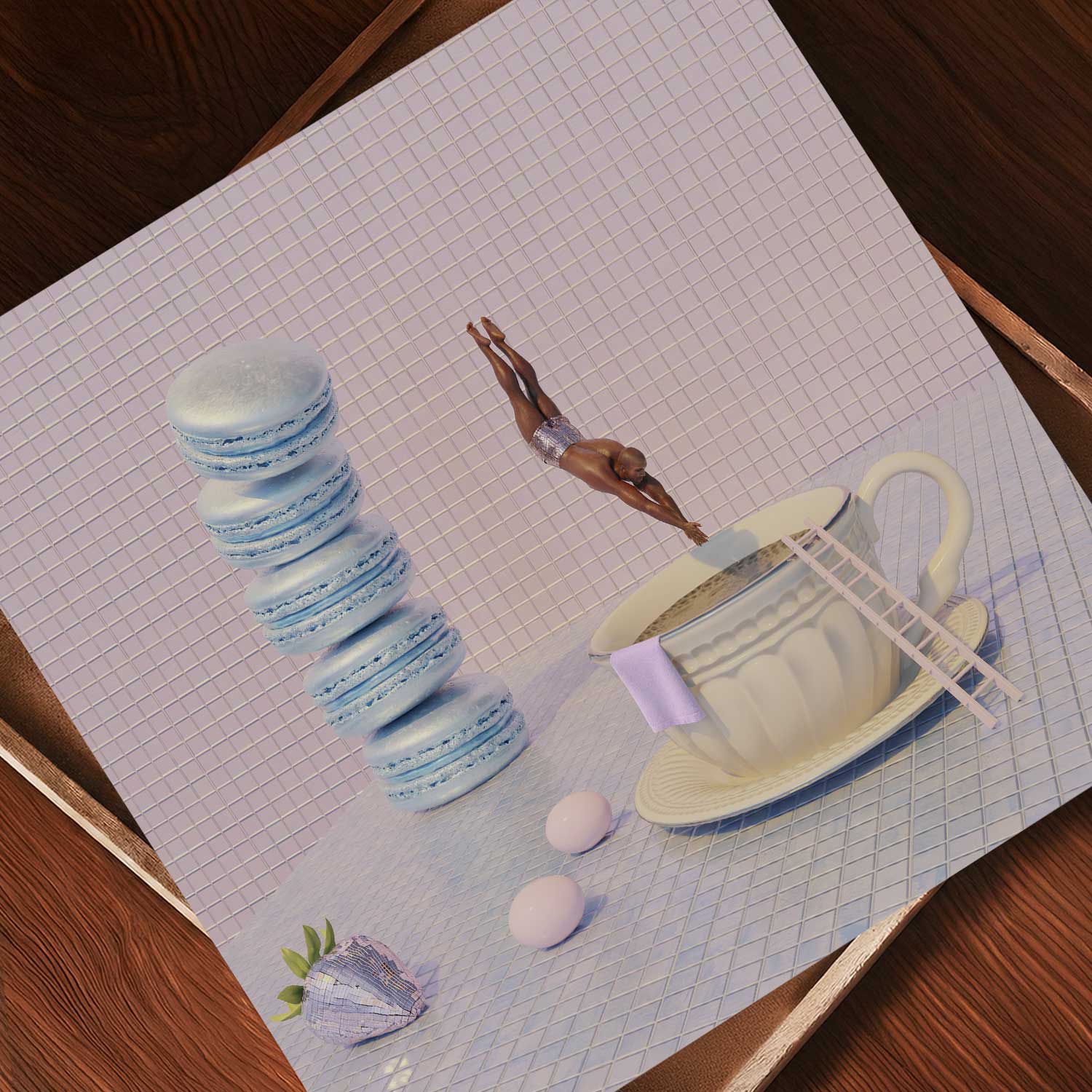 Macaron High Dive, Square, Art Print