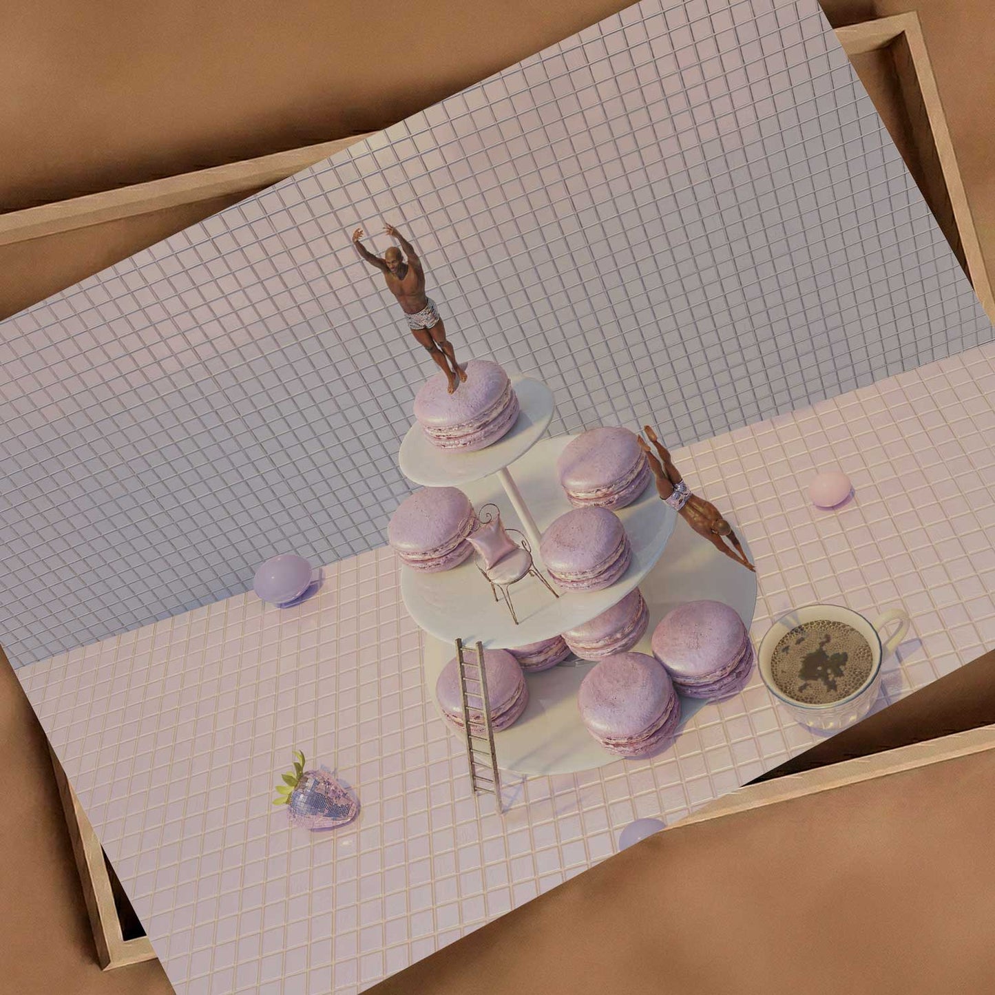 Macaron Tower Dive, Horizontal, Art Print