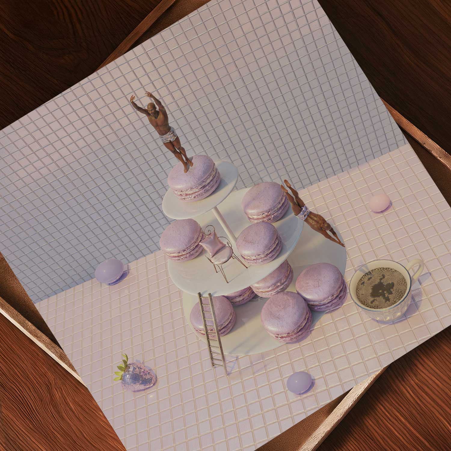 Macaron Tower Dive, Square, Art Print