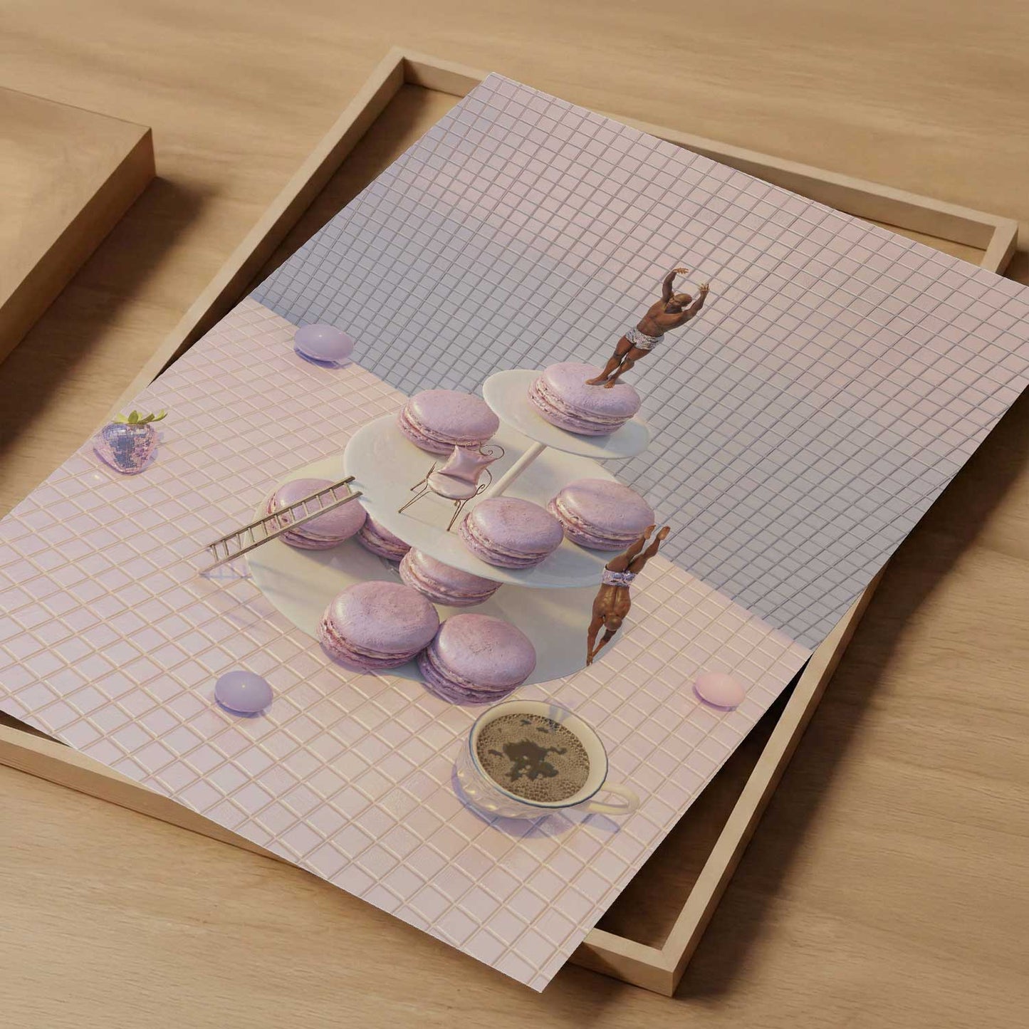 Macaron Tower Dive, Vertical, Art Print