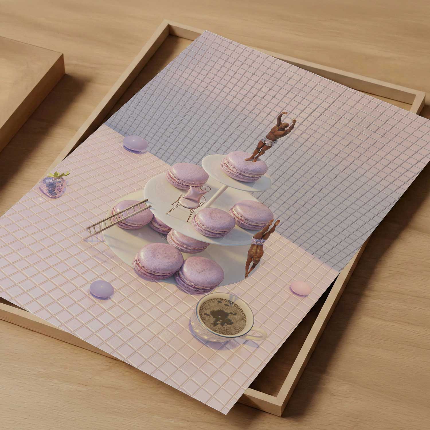 Macaron Tower Dive, Vertical, Art Print