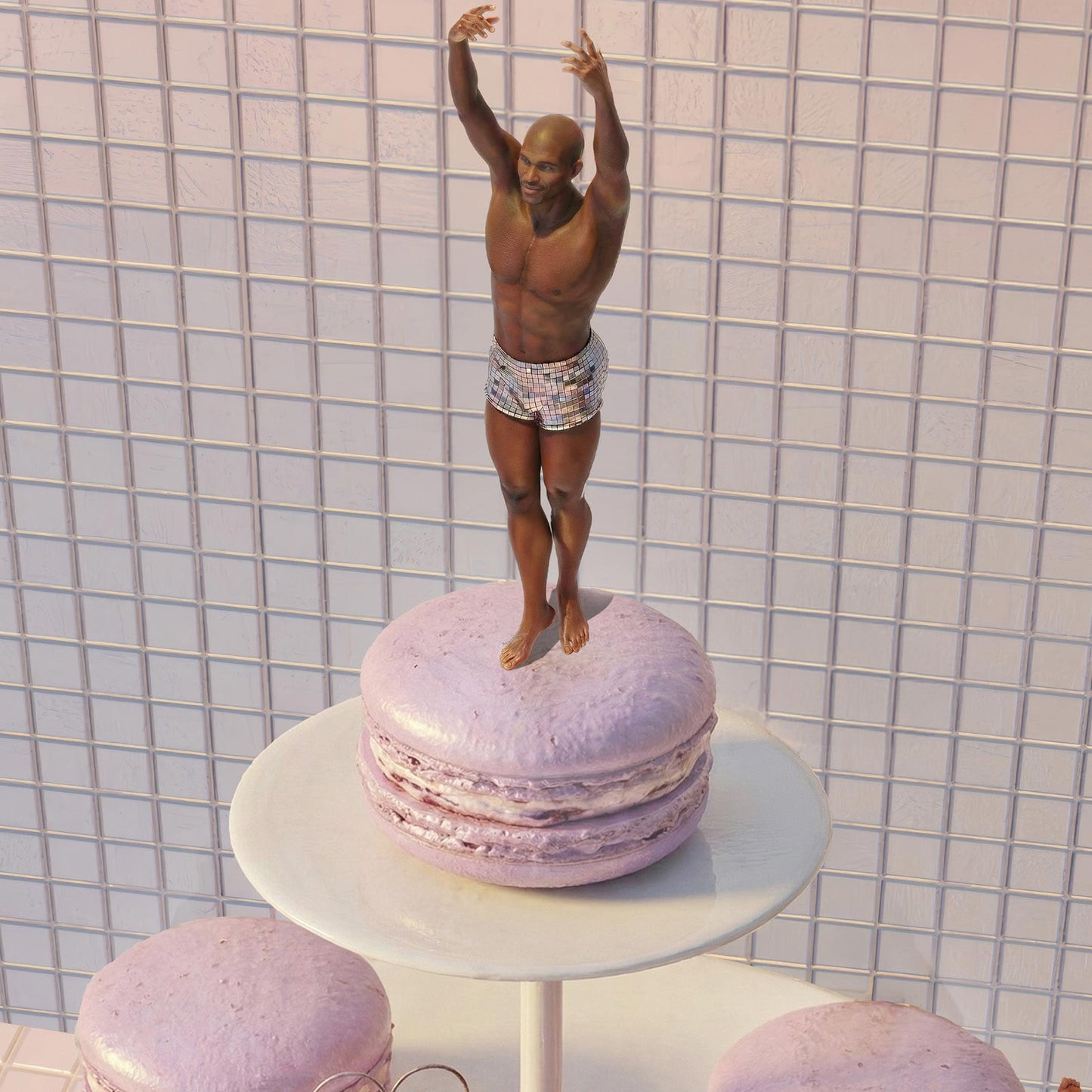 Extreme Close Up Detail Of Macaron Tower Dive