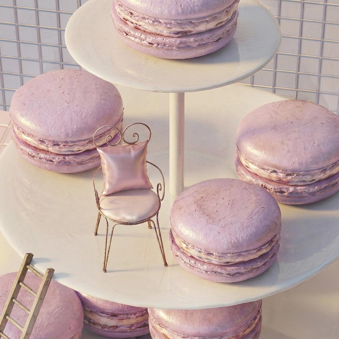 High Resolution Art Texture Of Macaron Tower Dive