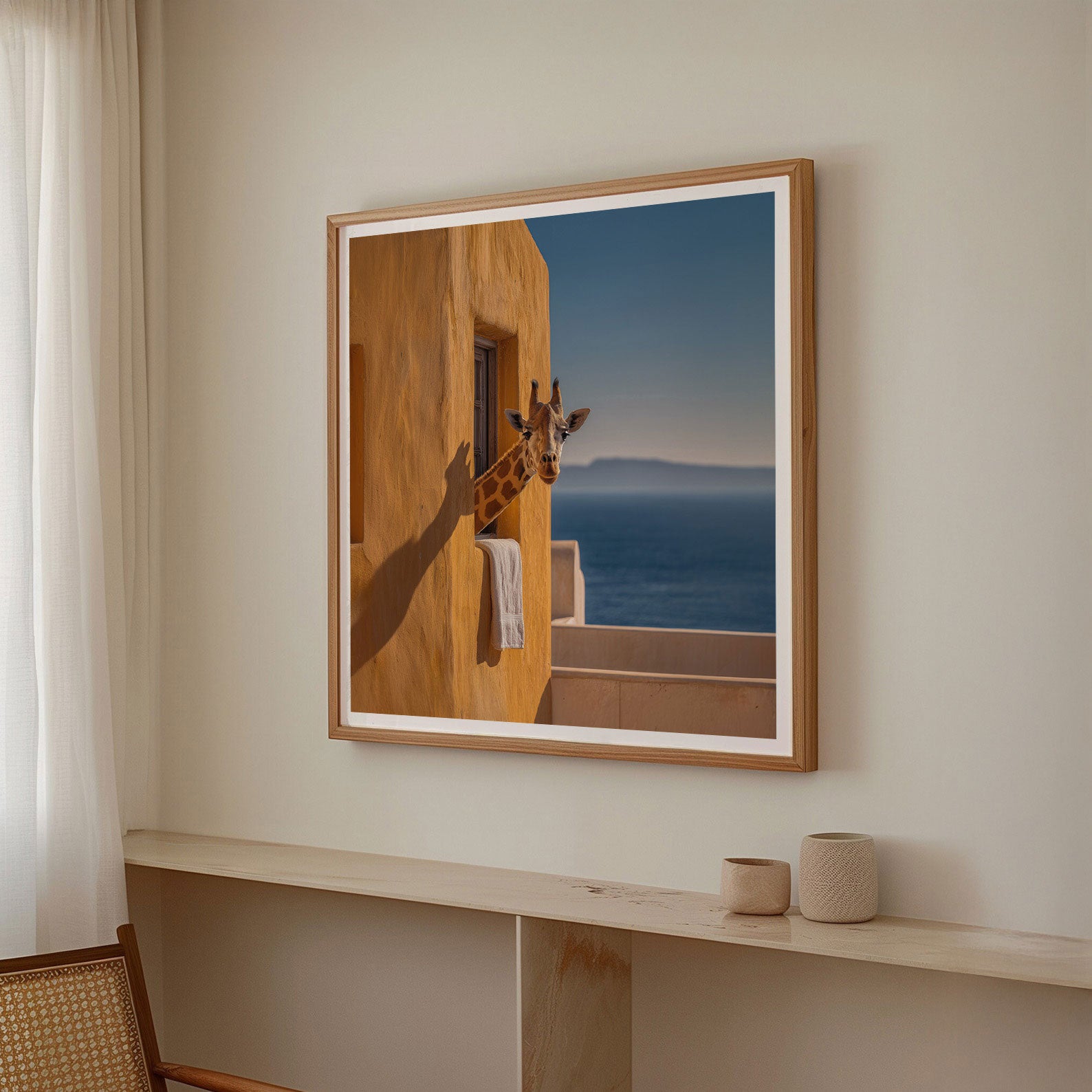 Mediterranean Giraffe, Square, Framed Art