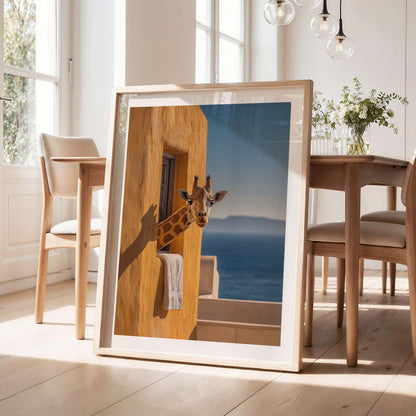Mediterranean Giraffe, Vertical, Framed Art