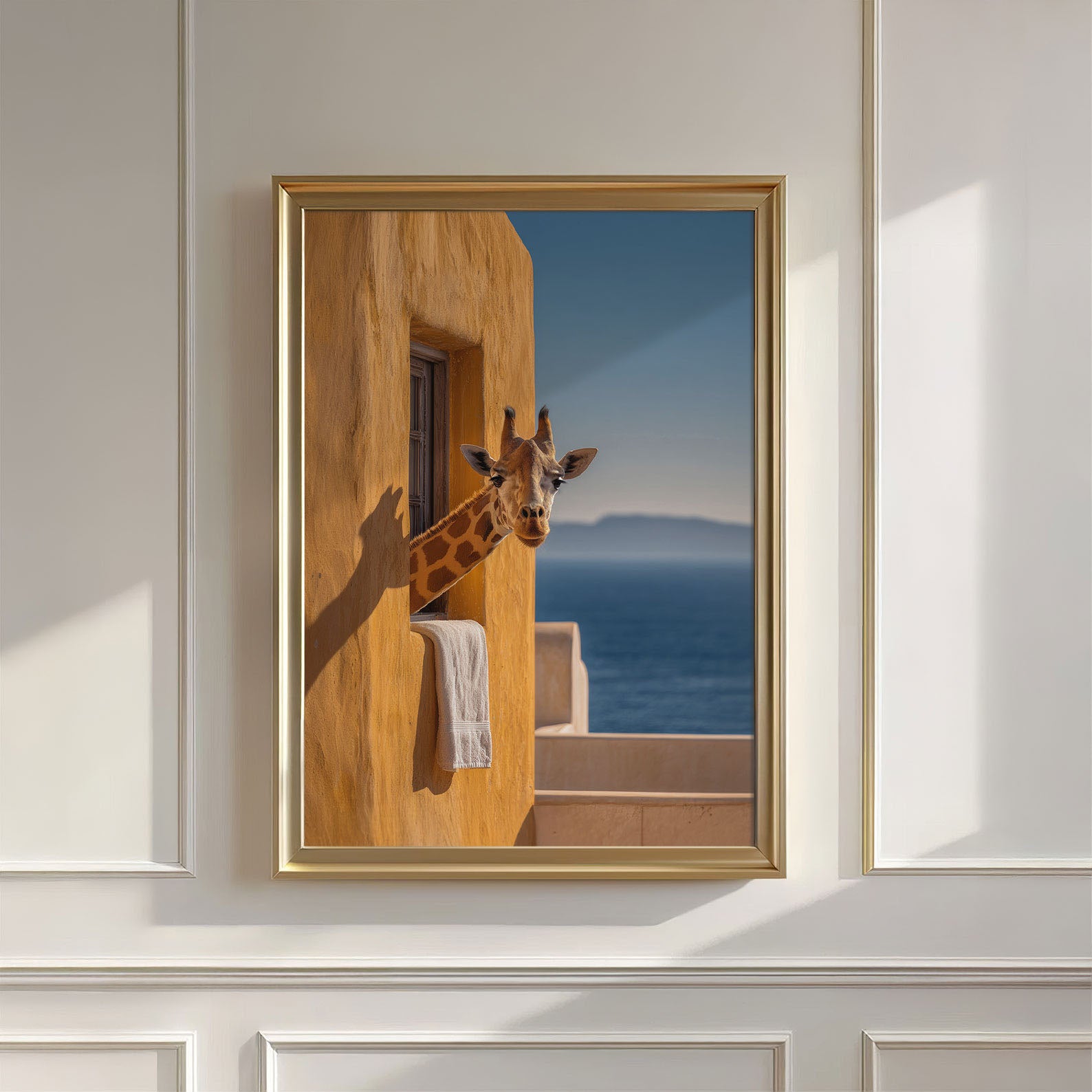Mediterranean Giraffe, Vertical, Wall Art